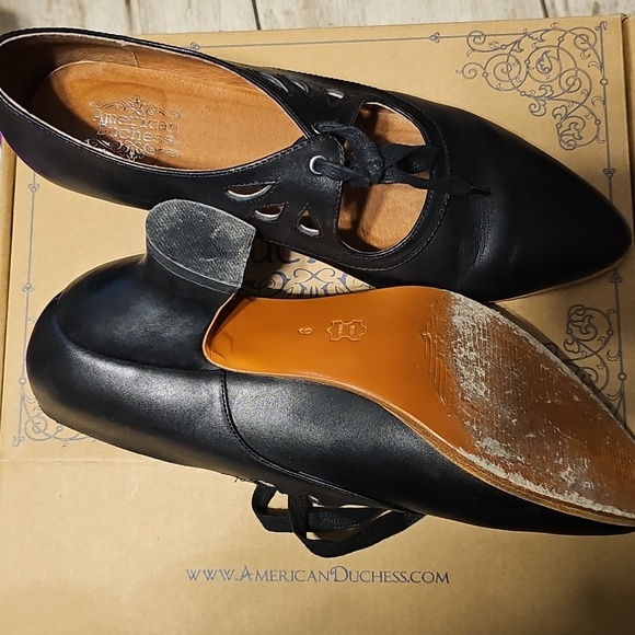 Leather American Duchess Gibson Girl Lace Keyhole Mary Jane 2.5 Edwardian Heel - Picture 3 of 17